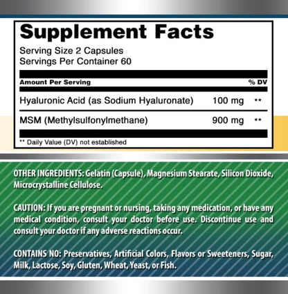 Amazing Nutrition Hyaluronic Acid And Msm Gluten Free Quality Seal