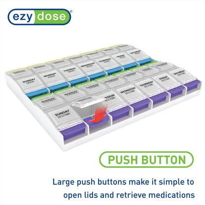 Ezy Dose 2X-Large weekly planner highlighting the non-skid base on a flat counter