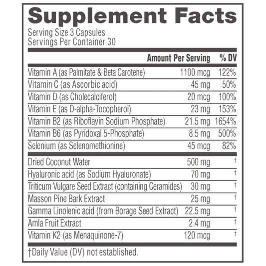 Neocell Glow Matrix Supplement Bottle Supplement Facts Label