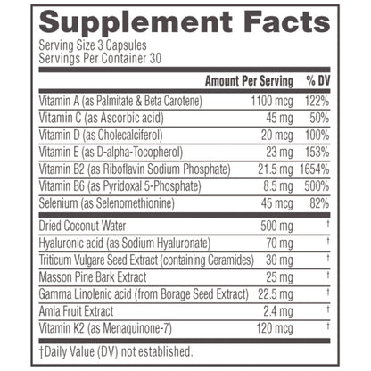 Neocell Glow Matrix Supplement Bottle Supplement Facts Label
