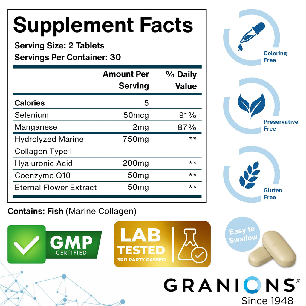 Granions anti aging complex tablets nutritional facts