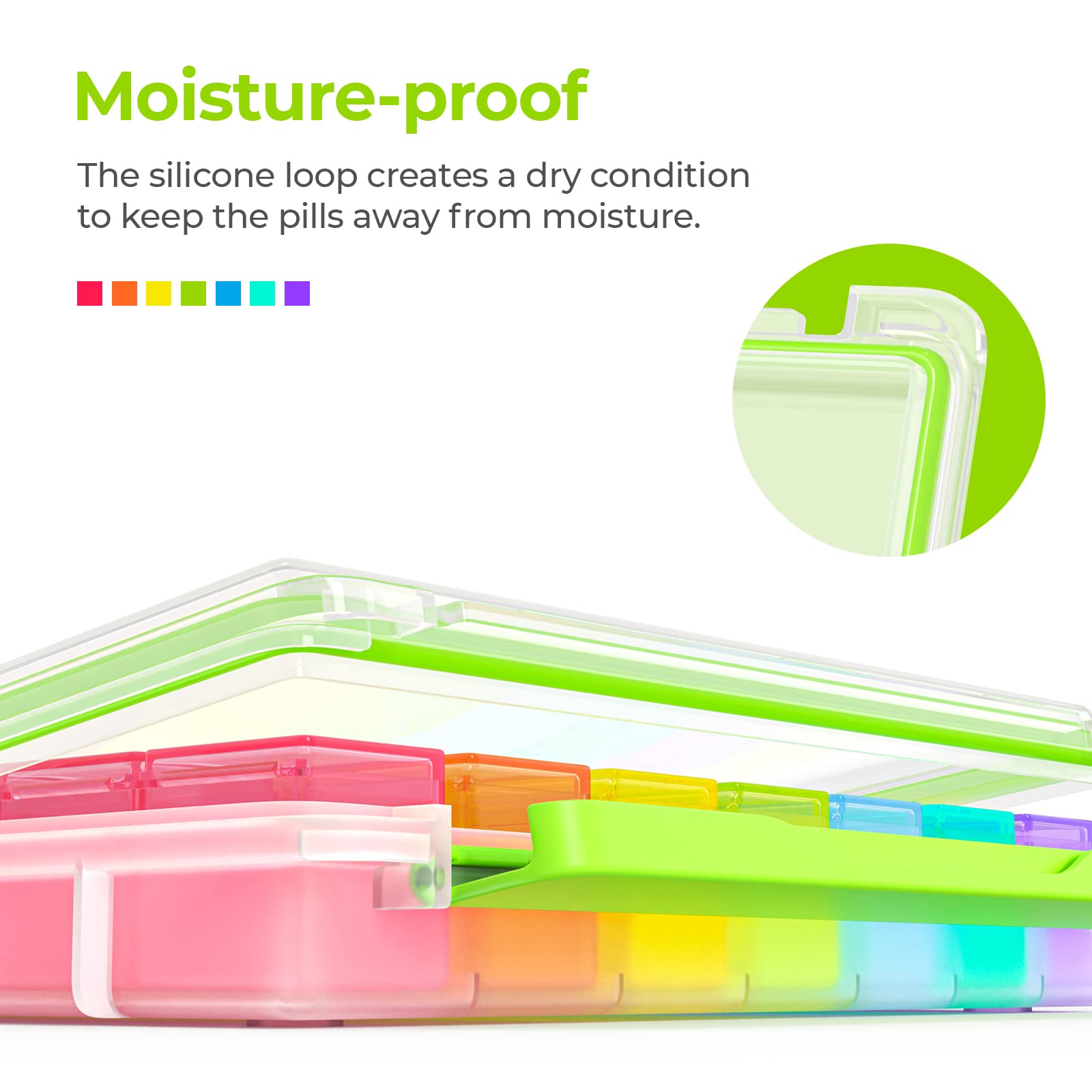 AUVON seven day medicine case showing four times a day compartments with morning noon evening bedtime labels