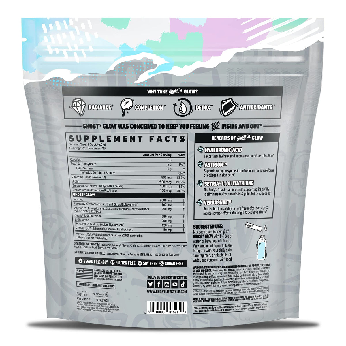 Ghost Glow packaging side view showing branding