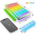 AUVON large weekly medicine organizer holding vitamins and supplements securely inside BPA free plastic