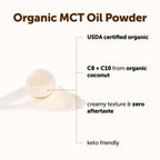 Organic coconut MCT powder mixed into morning keto coffee
