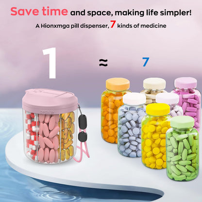 Hionxmga anti mixing BPA free vitamin dispenser showcasing its compact space saving design