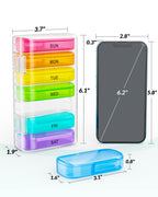 ZIKEE extra large medicine container outer protective shell opened to reveal seven individual high capacity pill holders