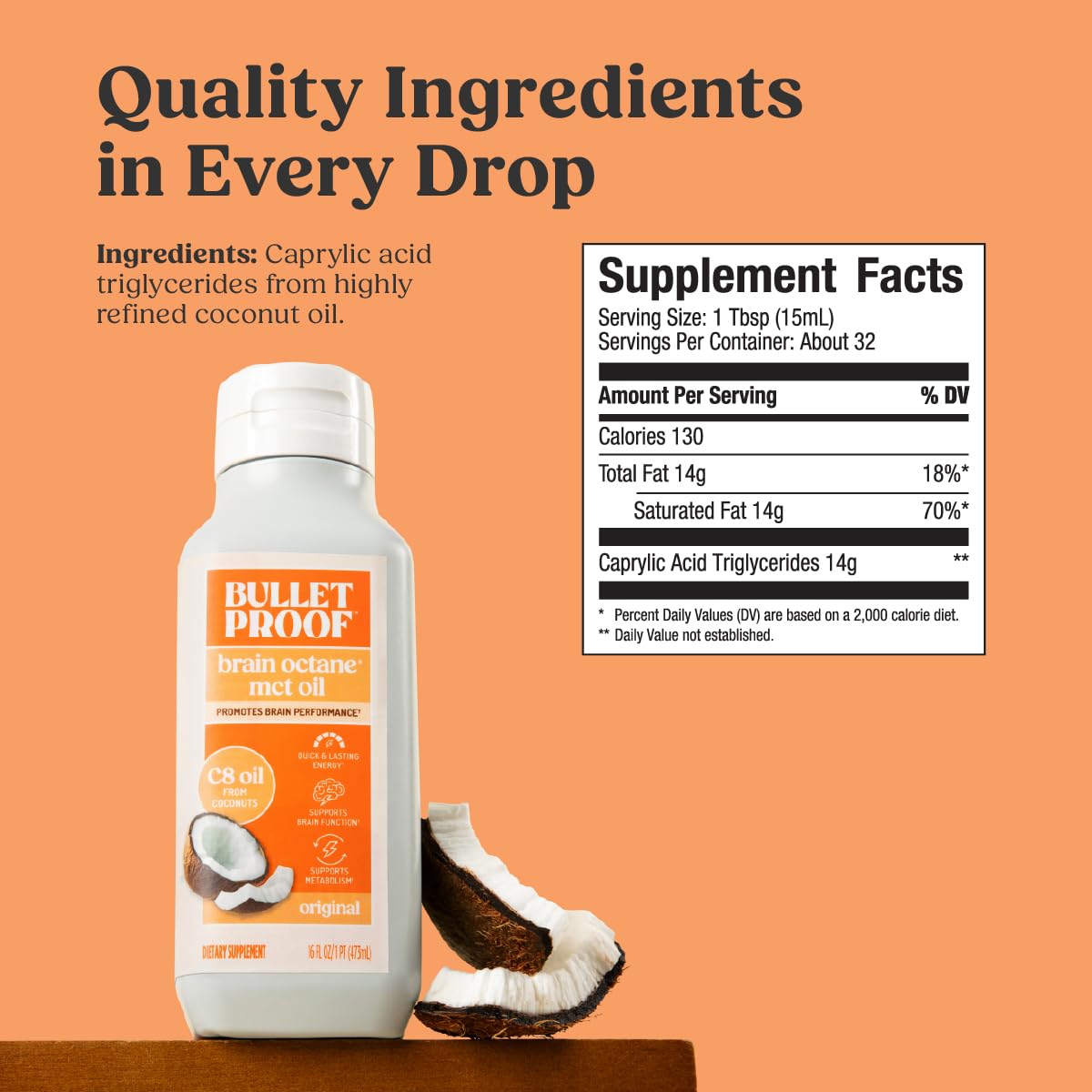 Bulletproof Brain Octane C8 MCT Oil packaging details
