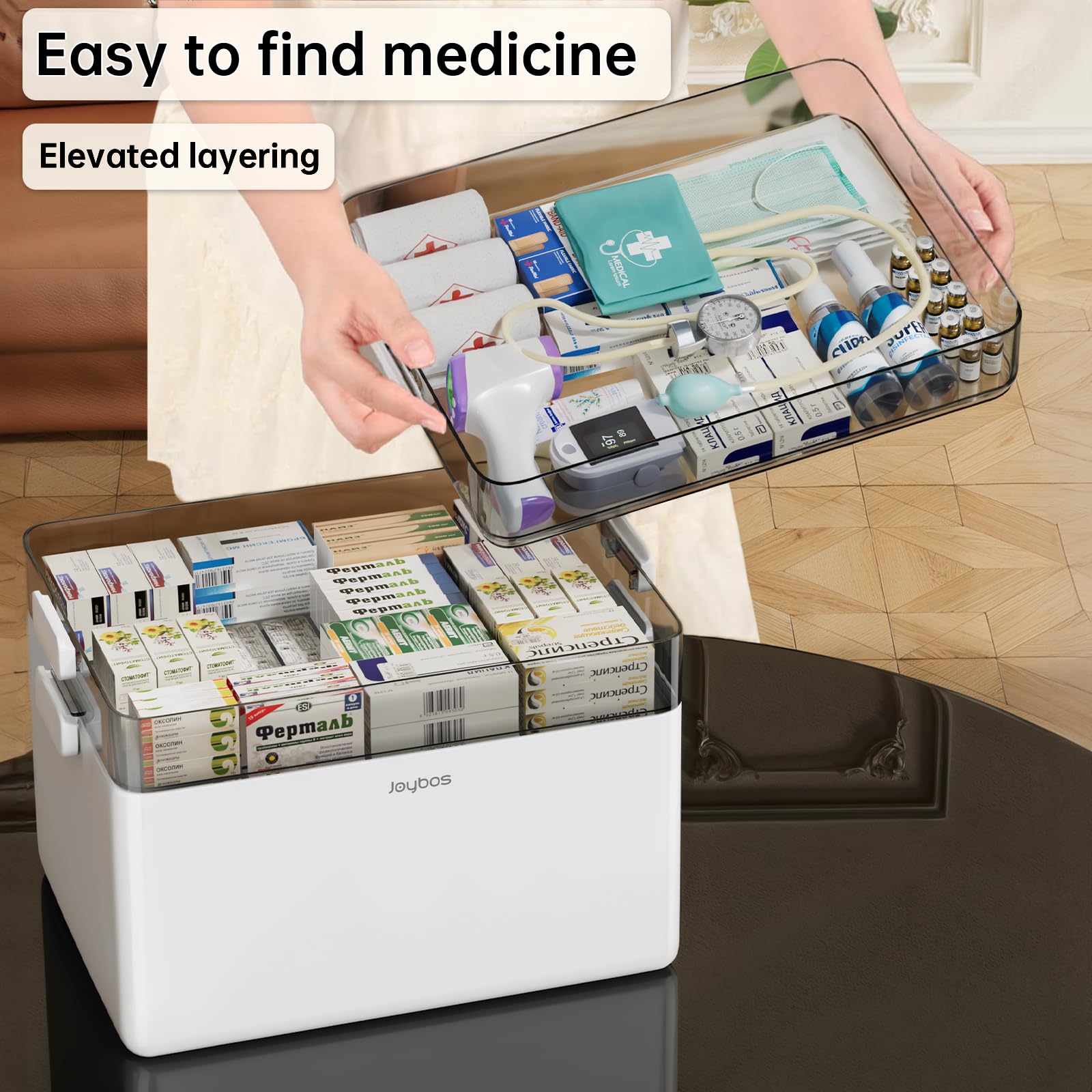 The moisture proof shading lid design of the CTIME healthcare storage box emphasizing safety.