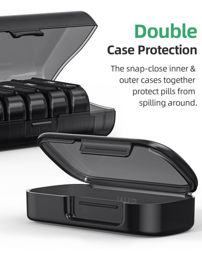 PULIV travel vitamin case demonstrating individual removable compartments