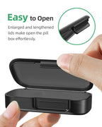 PULIV black pill container showing durable reinforced hinges after opening