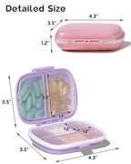 Meacolia portable small pill box open view displaying eight internal compartments for vitamin storage