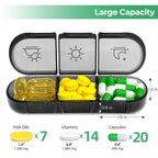 PULIV portable medication container with seven individual daily pods removed for travel preparation.