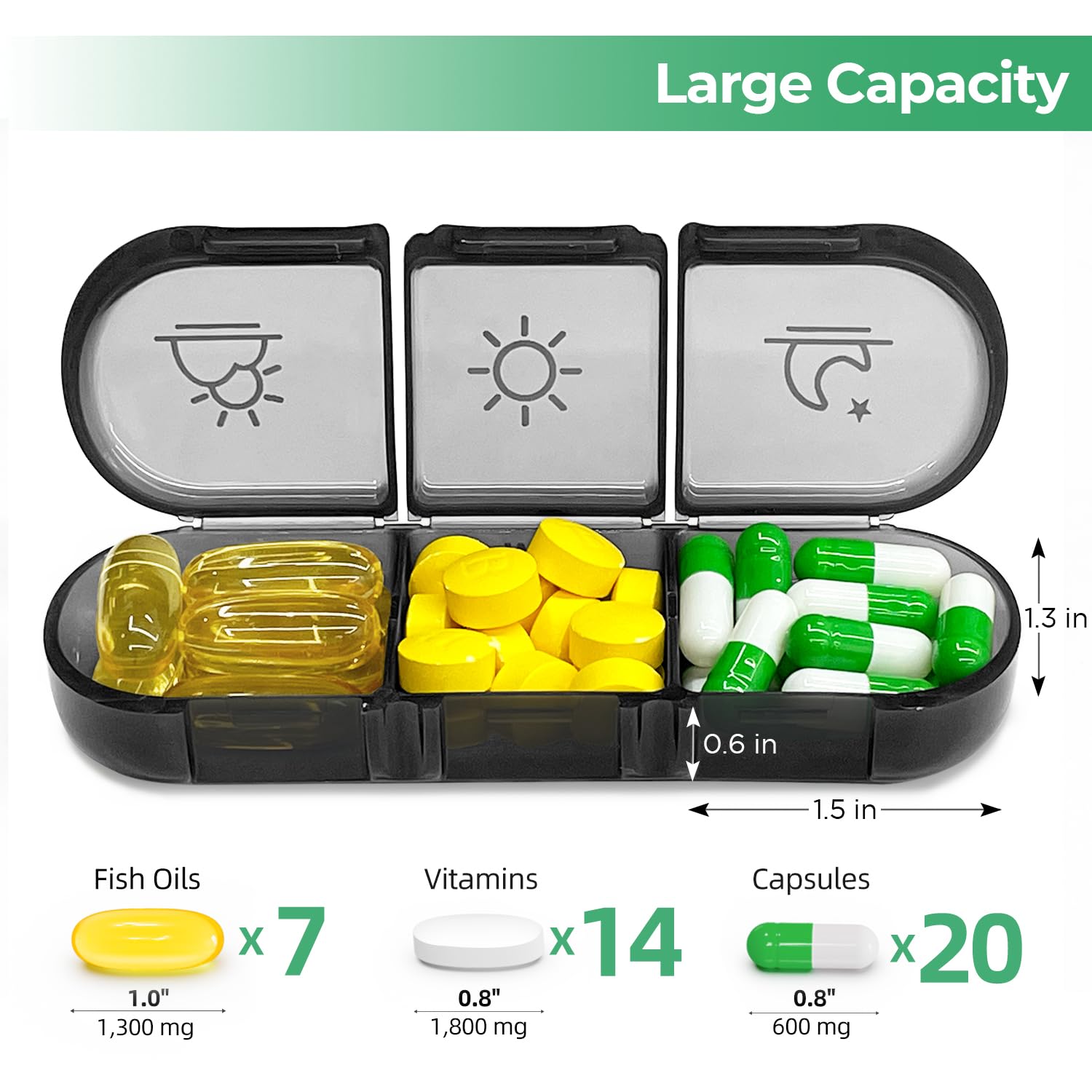PULIV portable medication container with seven individual daily pods removed for travel preparation.