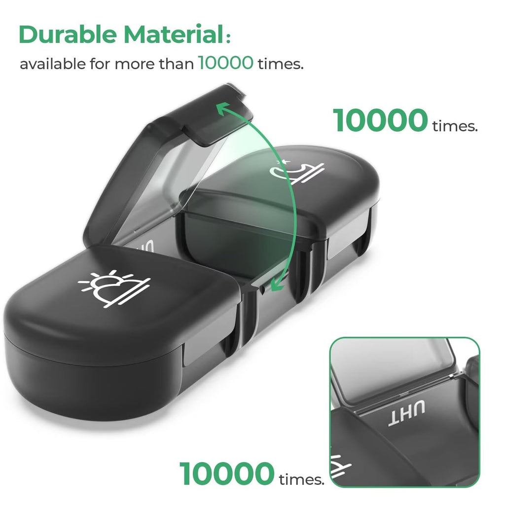 Light proof supplement case displaying the premium double protection buckle closure design.