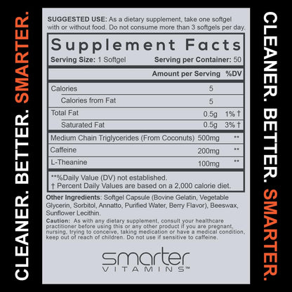 Authentic USA imported SmarterVitamins dietary supplement bottle for pre workout and study focus
