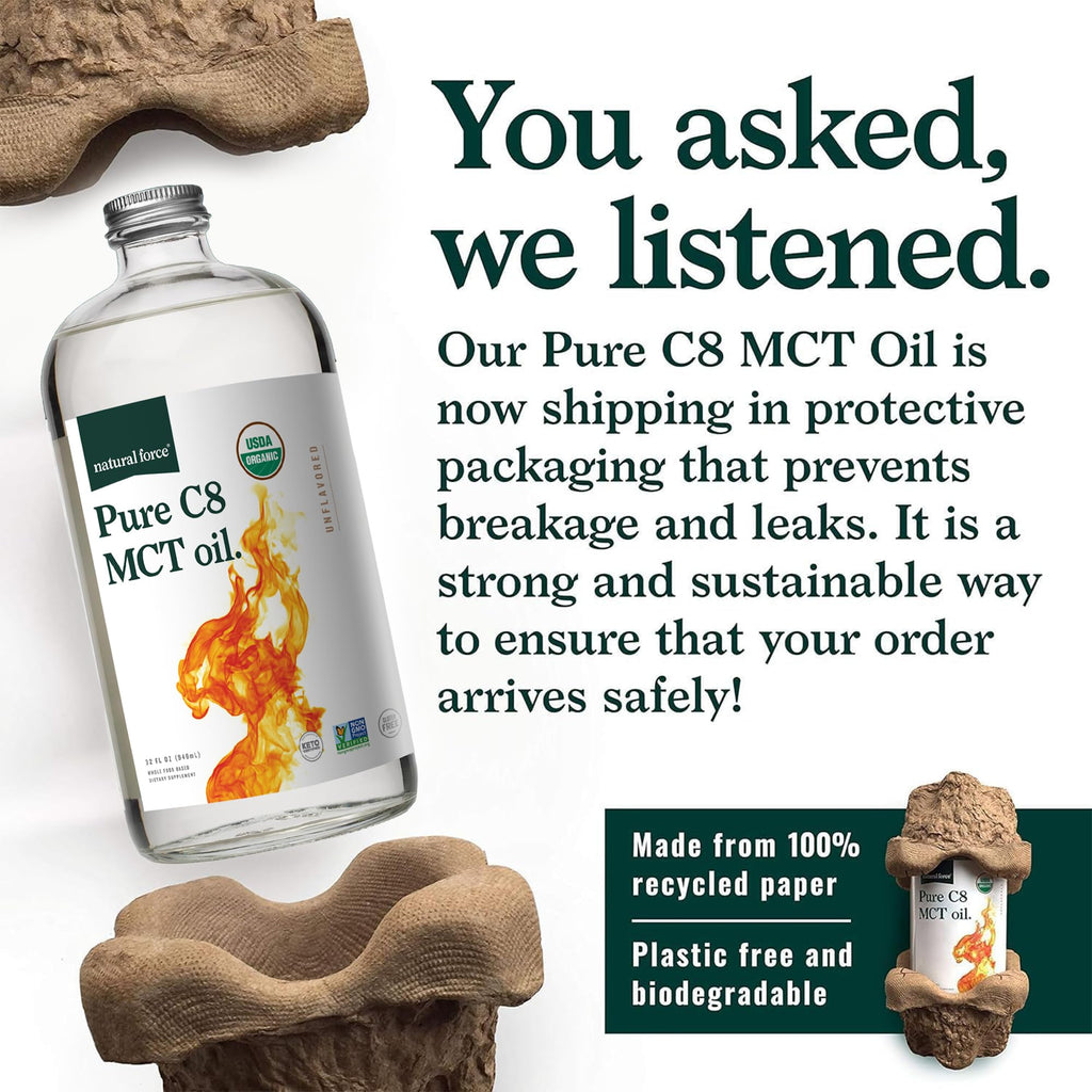 Natural Force Organic Pure C8 MCT Oil nutritional facts and supplement label details