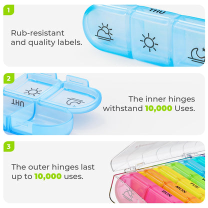 AUVON travel pill box with double protection spill proof secure outer case.