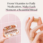 Dosey seven day vitamin holder secure clip closure mechanism close up view