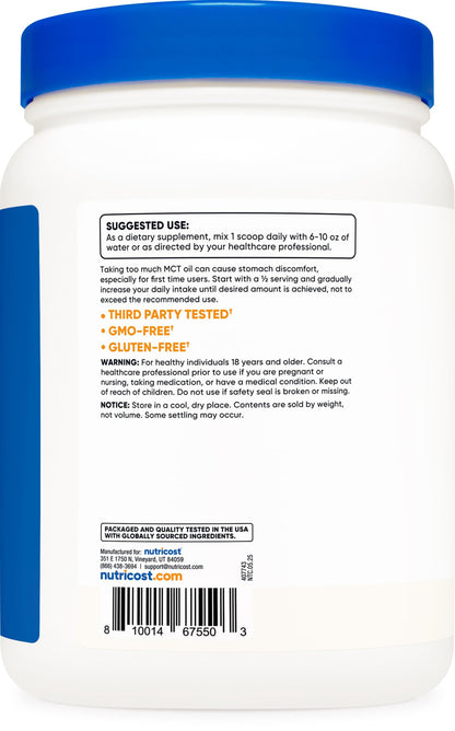 Nutricost premium zero net carbs supplement seal and quality markings