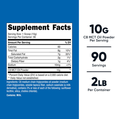 Nutricost caprylic acid nutritional supplement unflavored powder texture close up