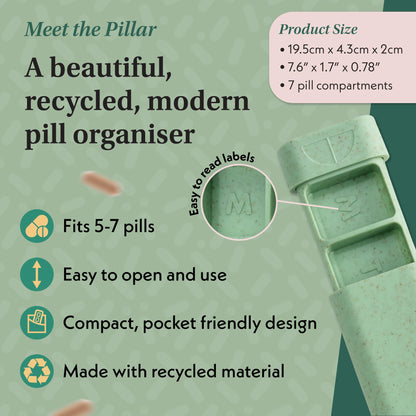 Aesthetic medication holder featuring the smooth sliding lid mechanism for easy daily access