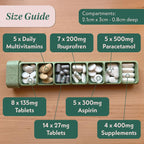 BPA free compact vitamin holder showing portable size comparison for handbags and luggage