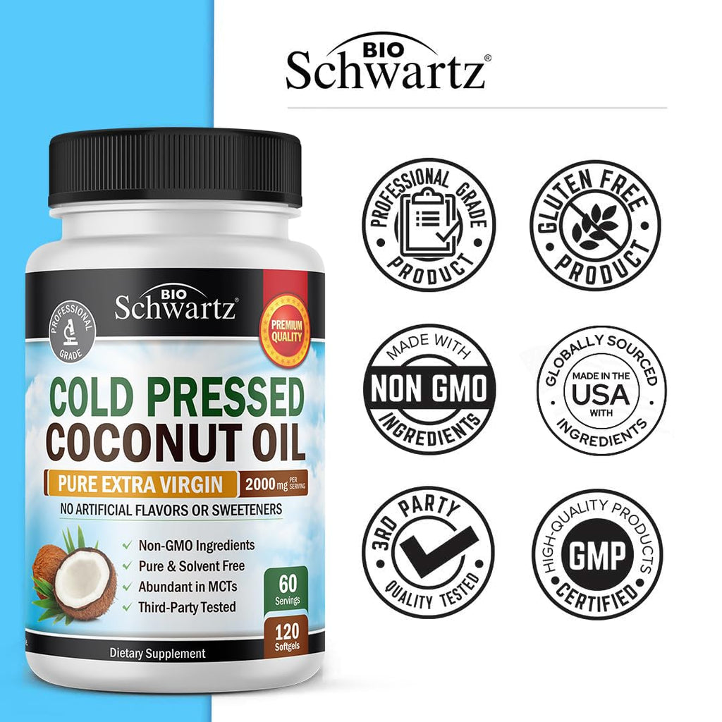 BioSchwartz organic coconut oil dietary supplement bottle cap view