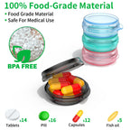 Urekt mini medicine storage container demonstrating the secure snap shut lid mechanism.