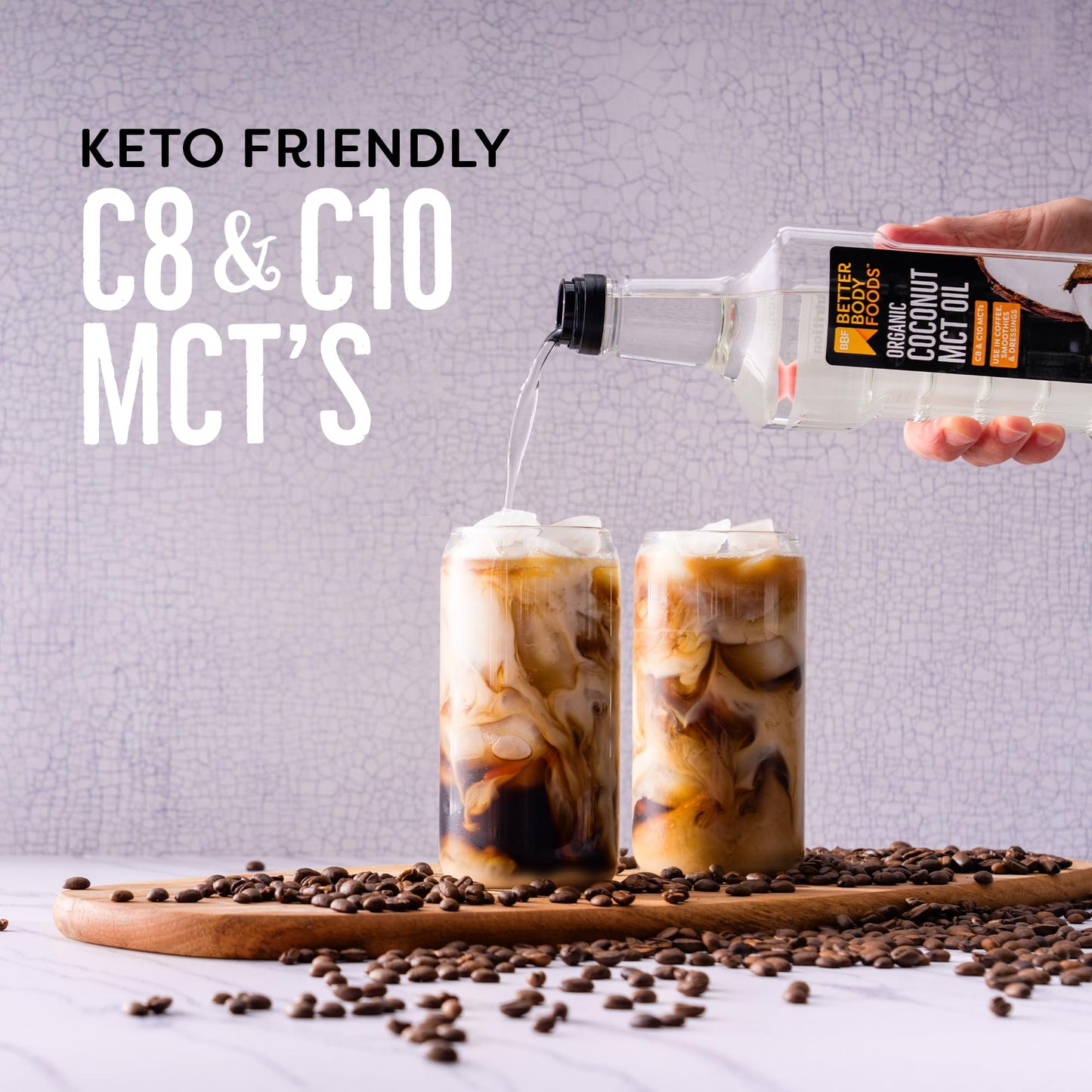 BetterBody Foods liquid coconut MCT oil nutritional information side view