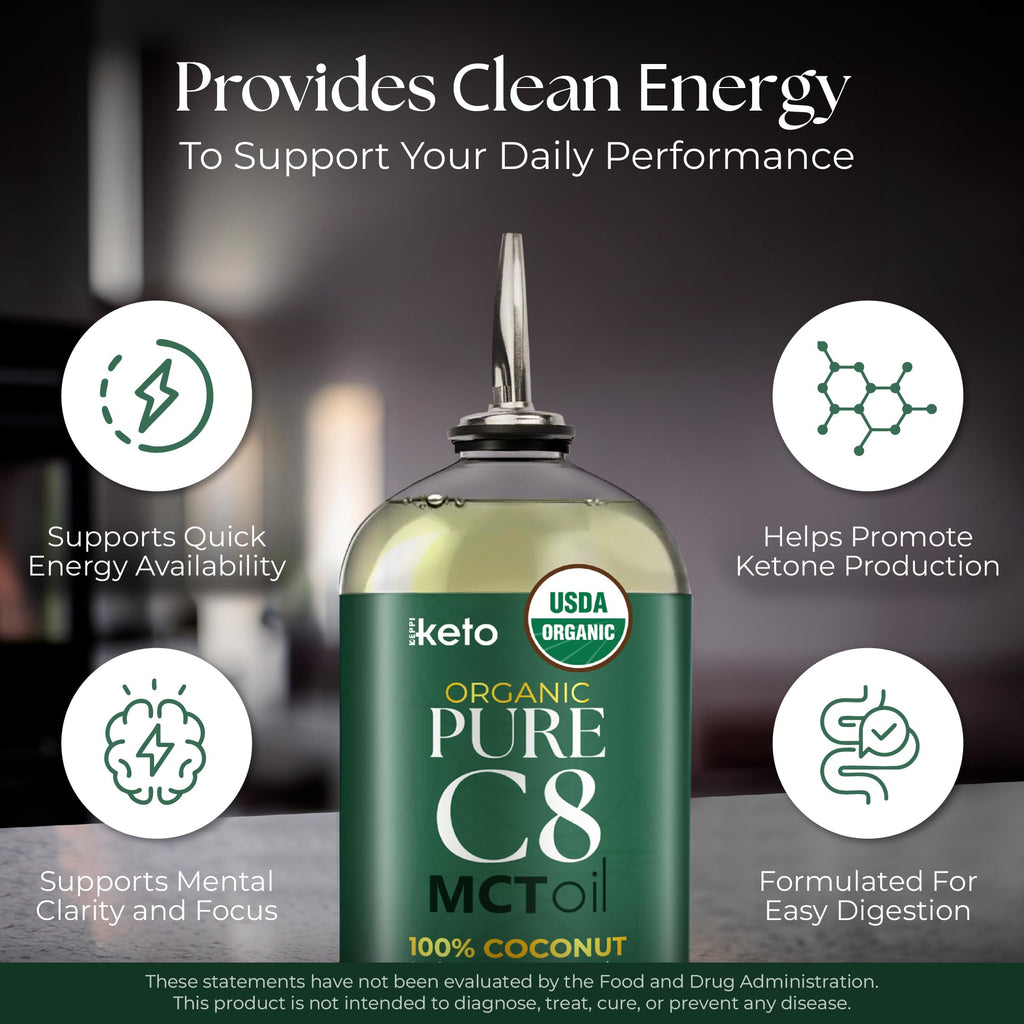 Organic coconut mct oil bottle lifestyle setup
