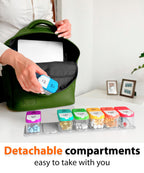 Transparent travel pill container showing morning and evening medicine layouts clearly.