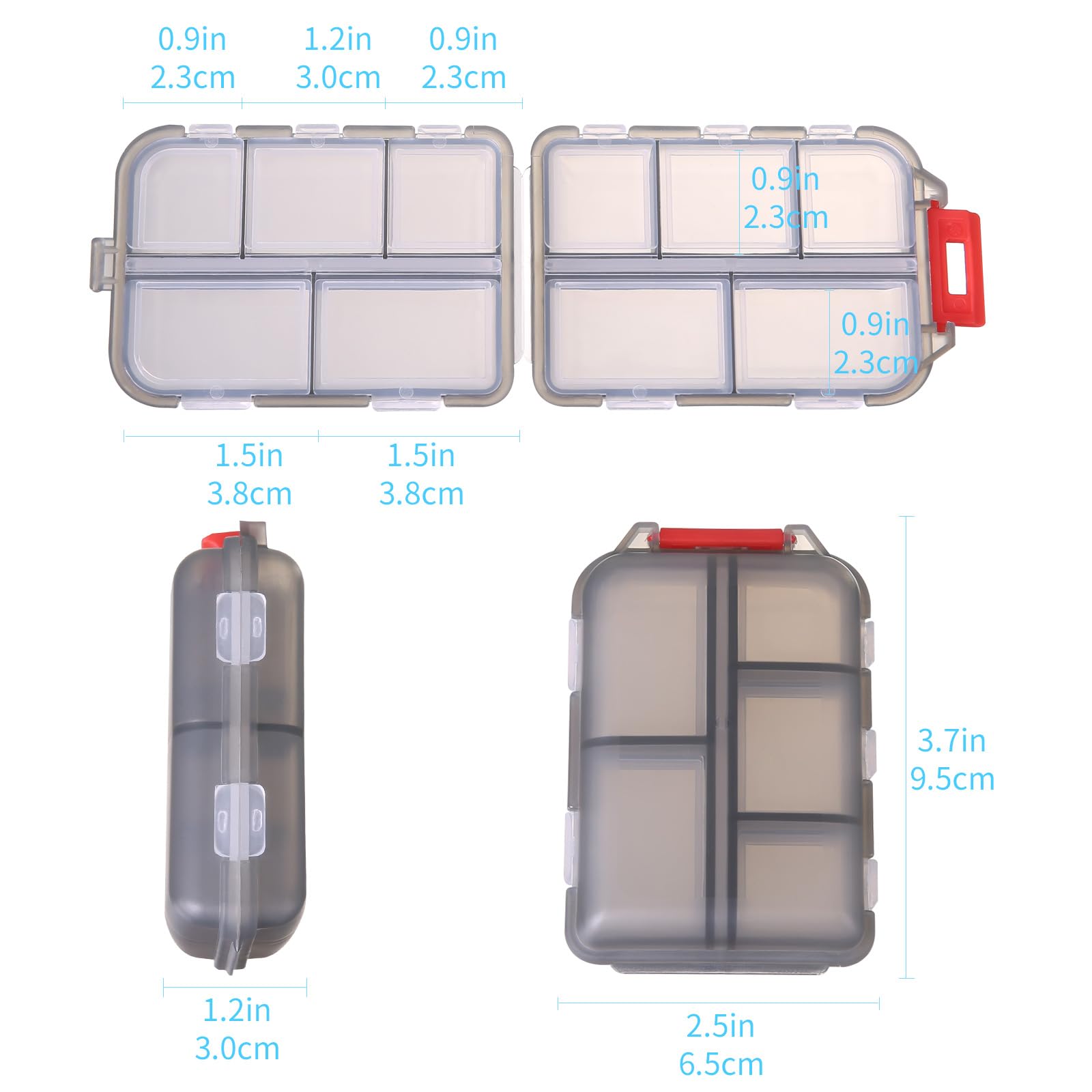 Zuihug portable vitamin container side view showing secure snap closure latch