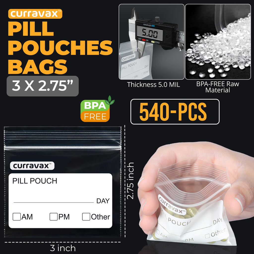 Airtight ziplock closure detail on the reusable medicine pouches for moisture protection.