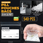 Airtight ziplock closure detail on the reusable medicine pouches for moisture protection.
