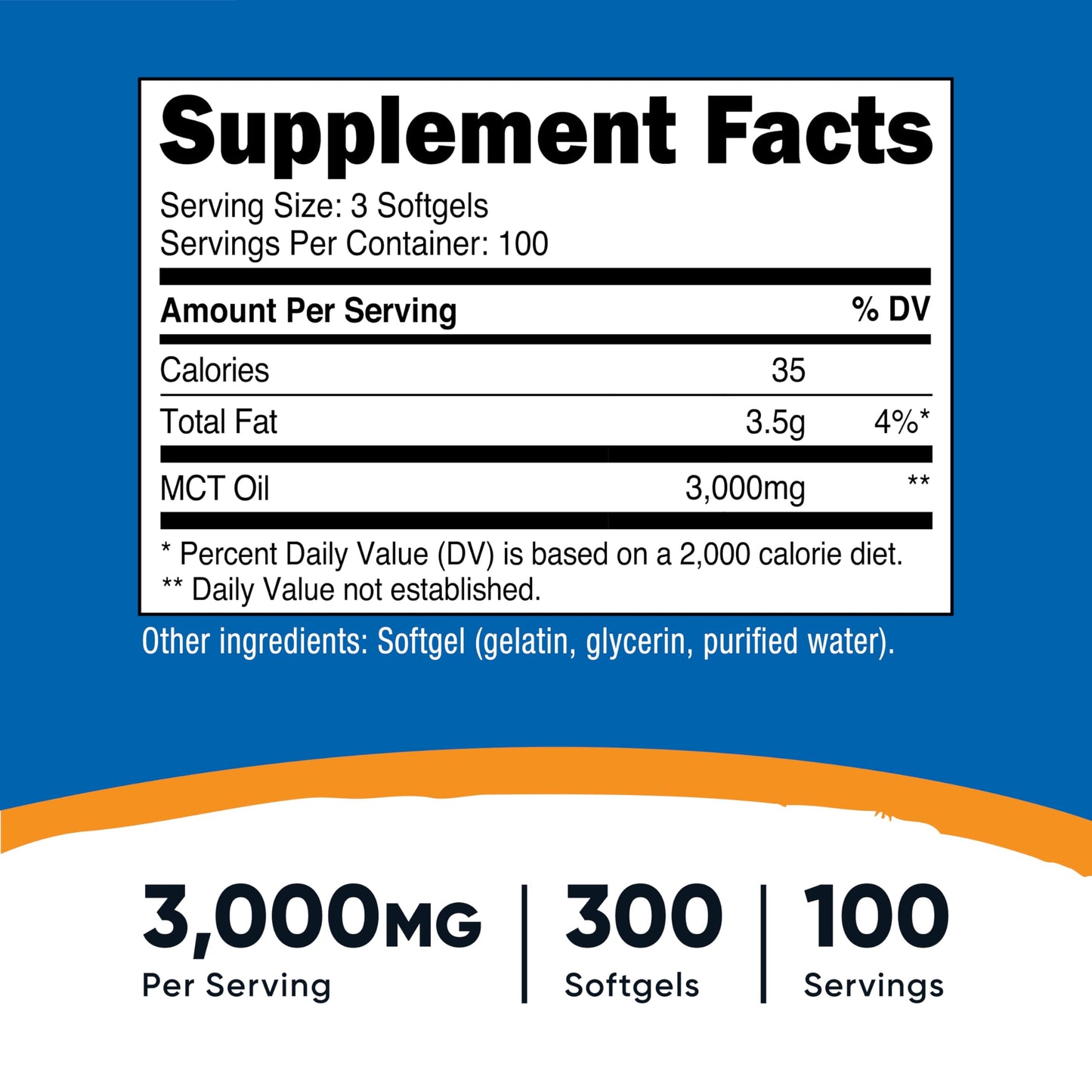 Nutricost MCT Oil 300 count supplement bottle label