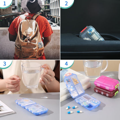 Zuihug gray travel pill organizer next to backpack for outdoor trip preparation