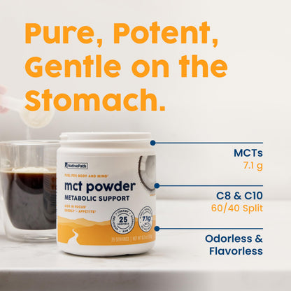 Close up of NativePath keto-friendly MCT supplement packaging