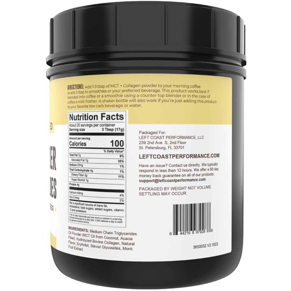 Left Coast Performance MCT collagen powder mixed in coffee