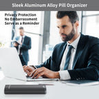 Premium airtight aluminum daily pill box with spare silicone gasket included