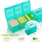 Bug Hull seven day travel medicine box with open compartments displaying spacious storage capacity