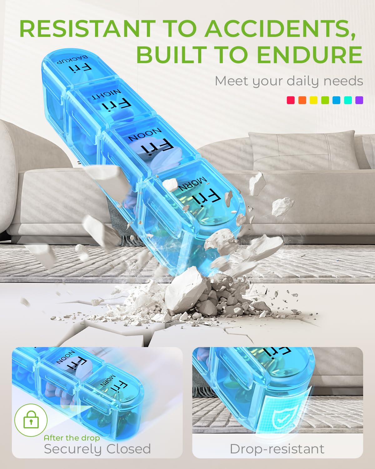 High quality fade resistant 3D printed time markings on the colorful daily supplement boxes