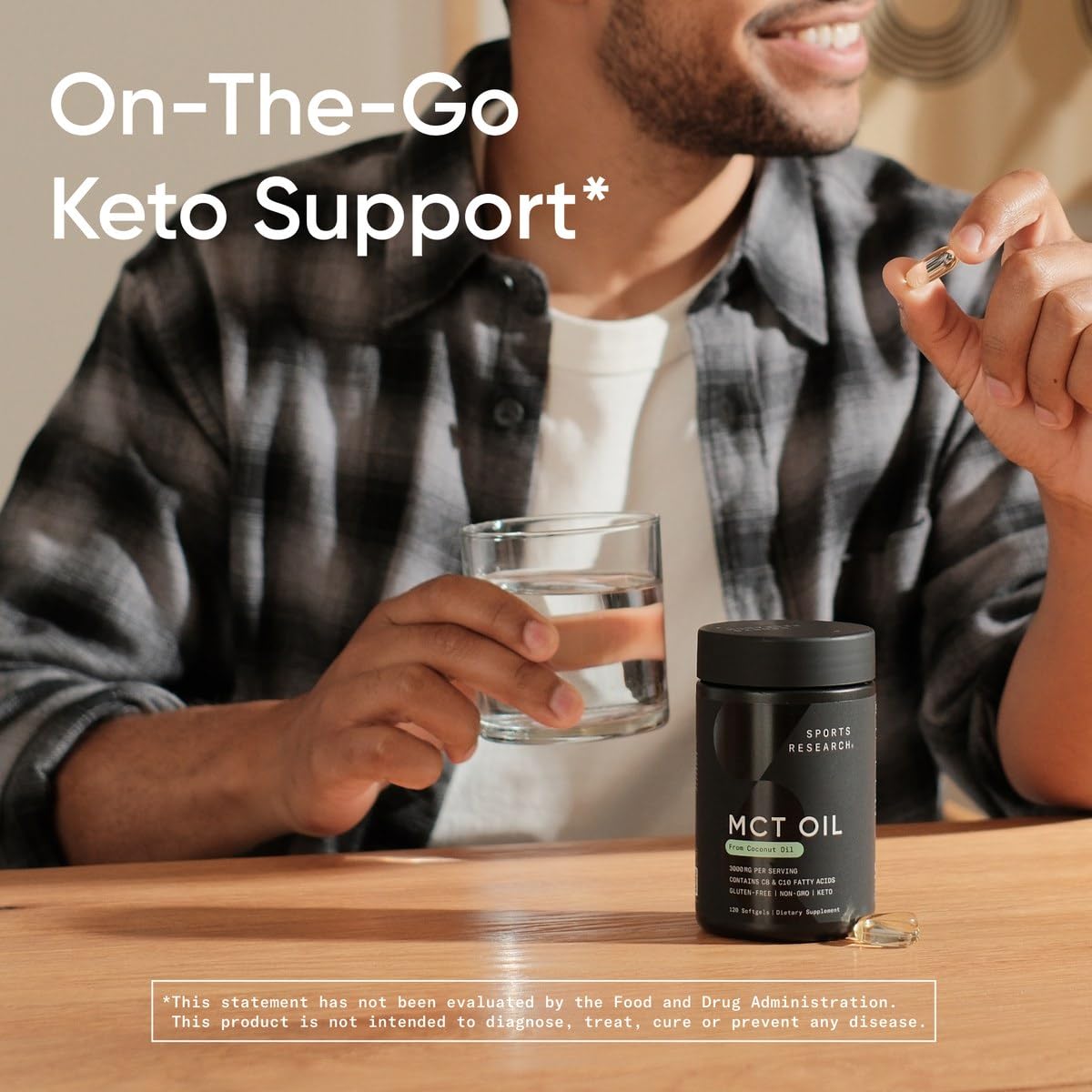 Sports Research clean energy brain and body fuel softgels clear view