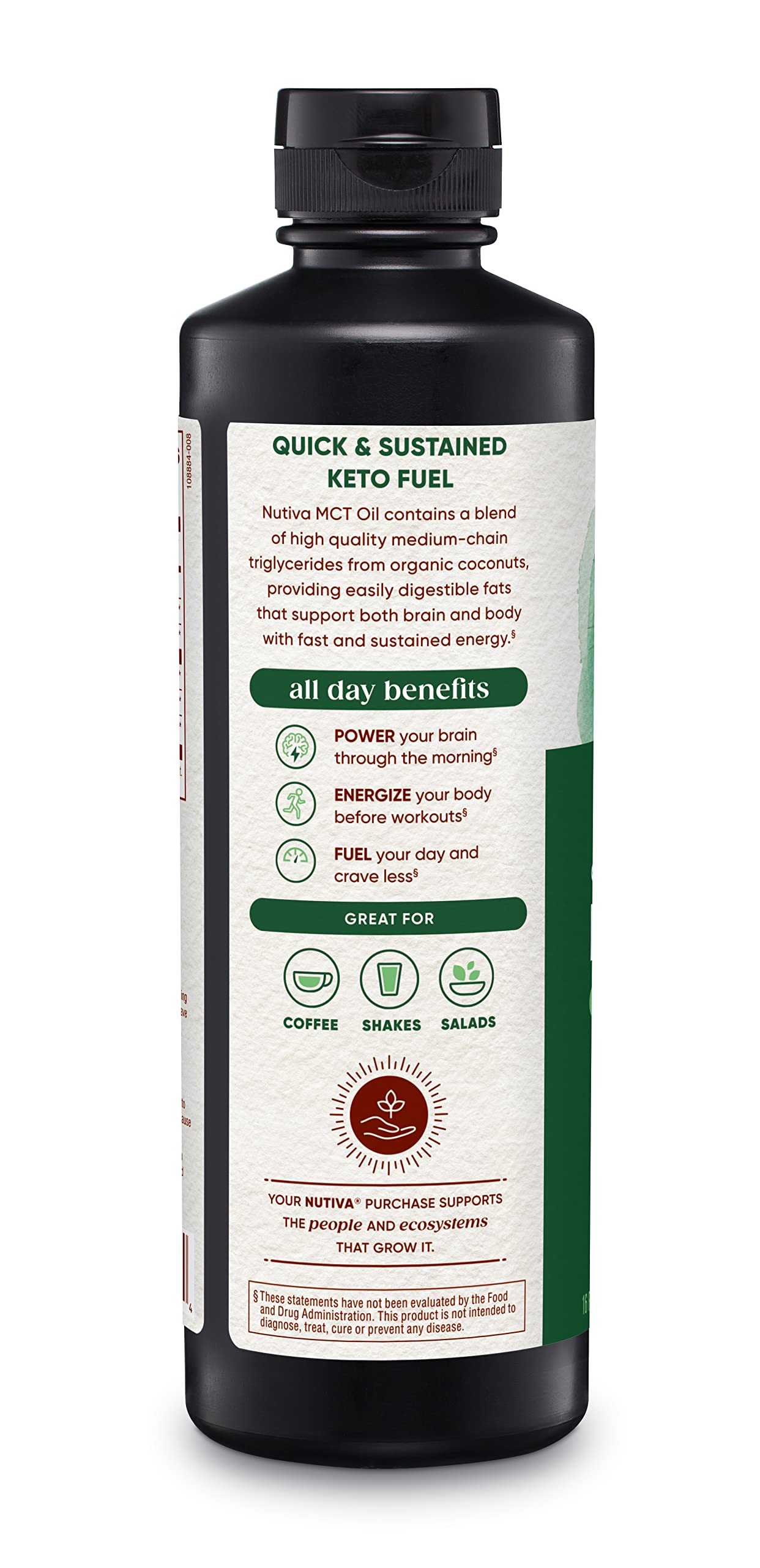 Nutiva organic mct oil from fresh coconuts health supplement back label