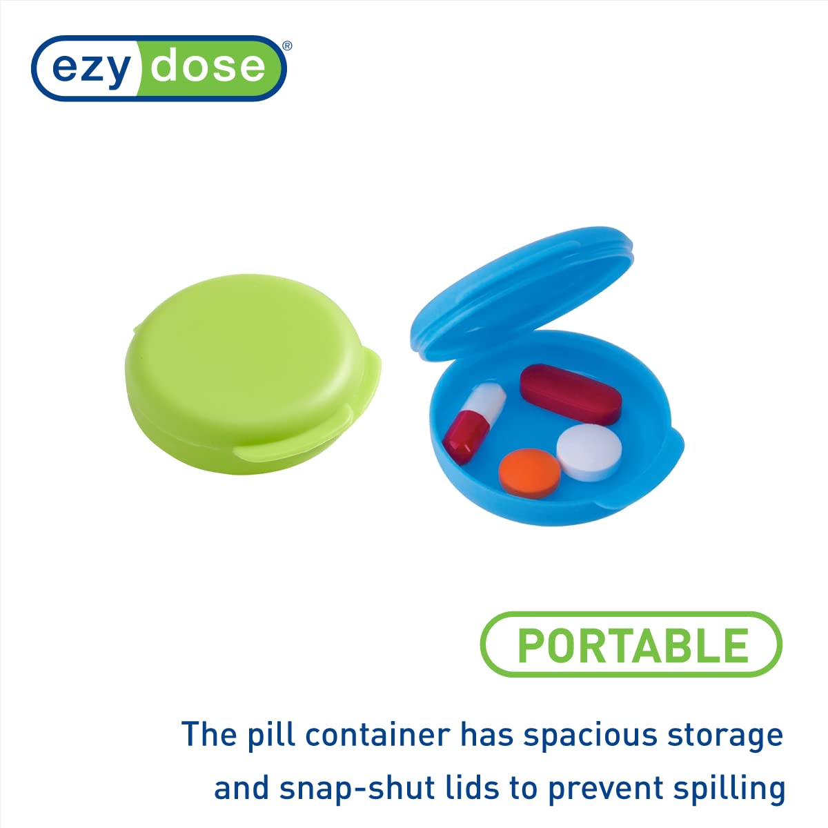 Ezy Dose travel friendly vitamin organizer being placed inside a pocket