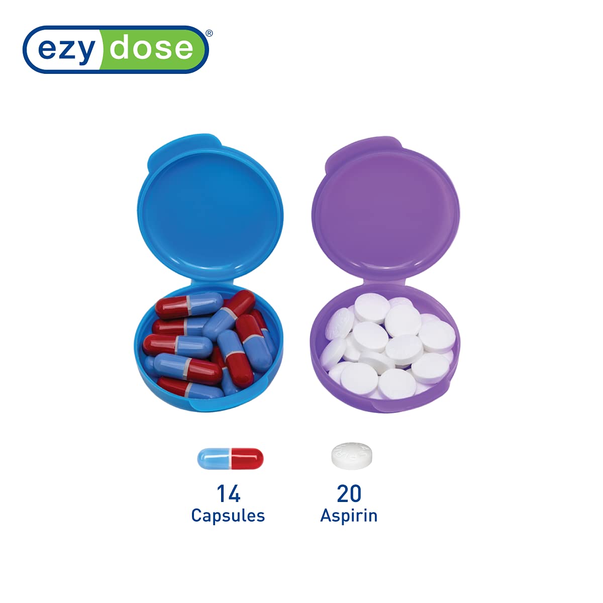 Ezy Dose snap shut lid mechanism close up preventing medication spills