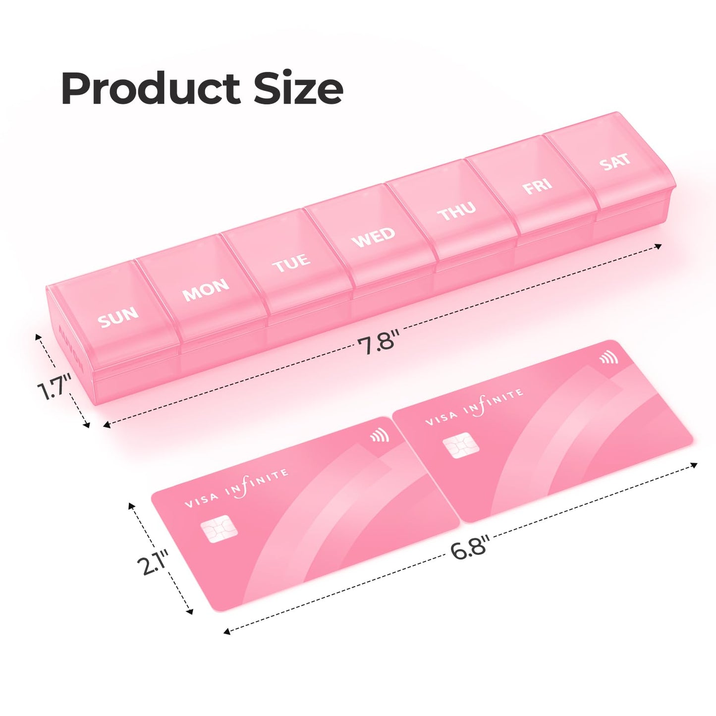 Compact travel medicine organizer with secure spill proof locking snap clasps