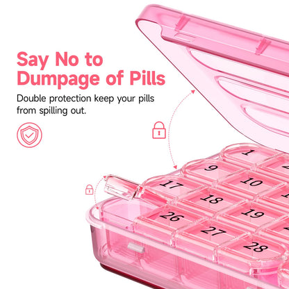 Zoksi thirty one day daily medicine container with color coded trays holding fish oil capsules.