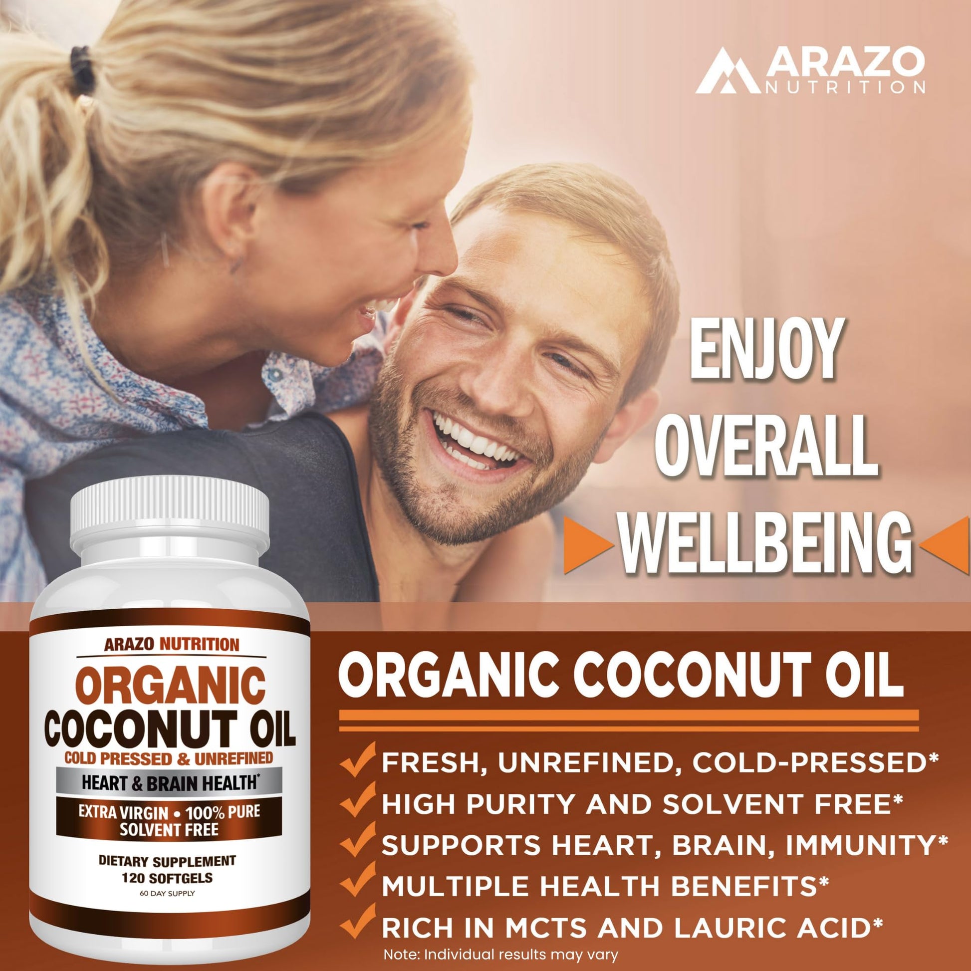 Premium dietary supplement bottle by Arazo Nutrition featuring organic unrefined ingredients