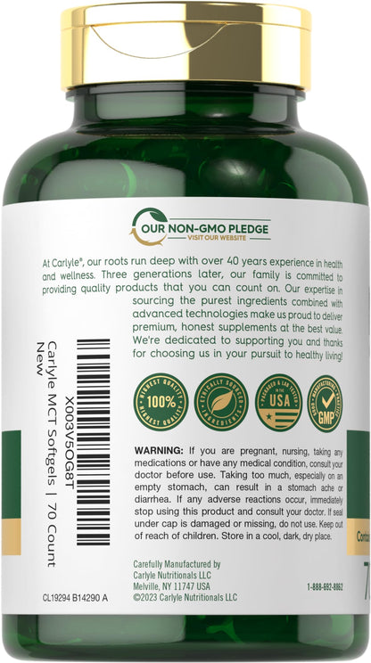 Side view of Carlyle MCT Oil keto supplement packaging